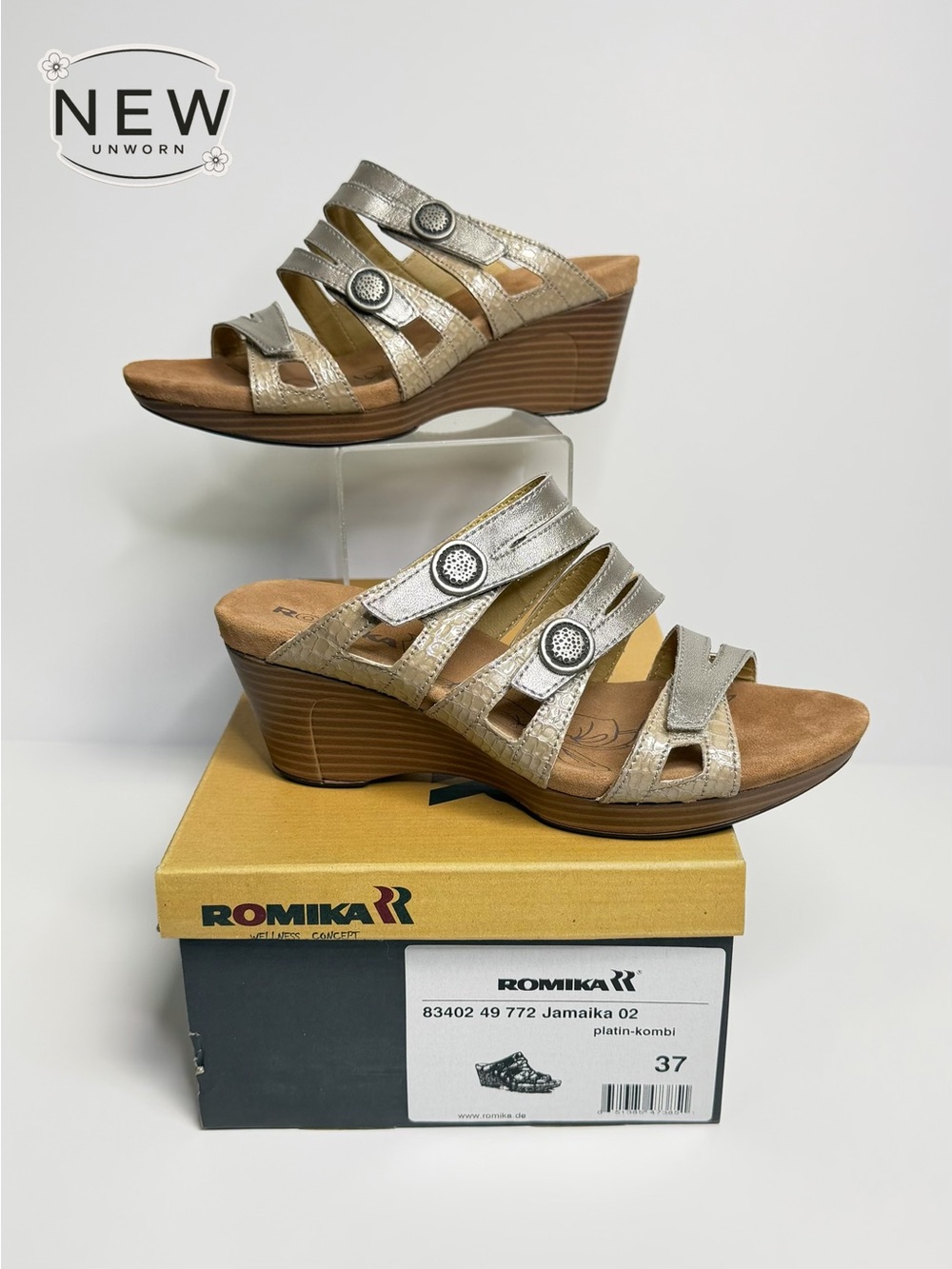 NEW Romika Jamaika Platin-Kombi Size 37 in Original Box